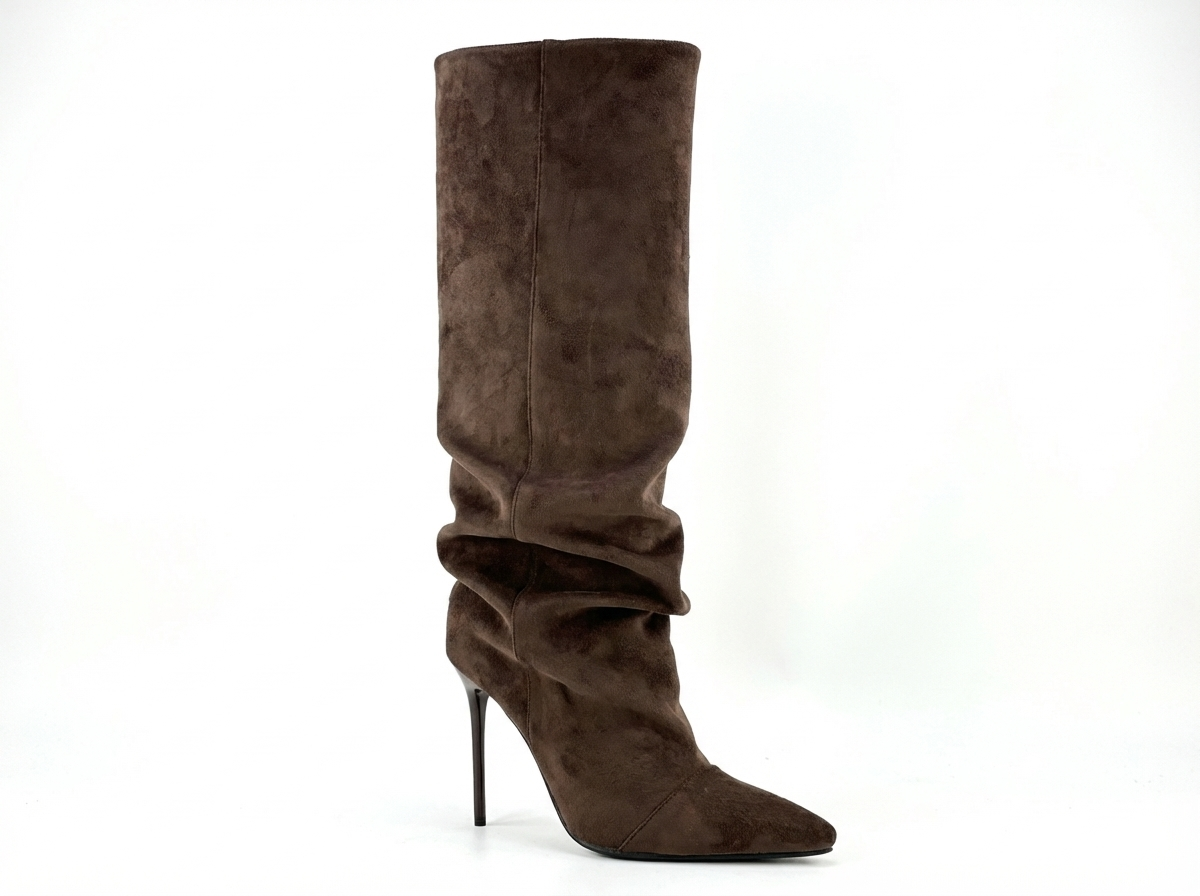 Botte haute marron Daim Femme - Style cowboy