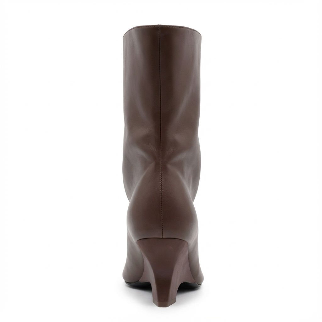 Botte haute marron Synthétique Femme - Talon incurvé, bout ouvert