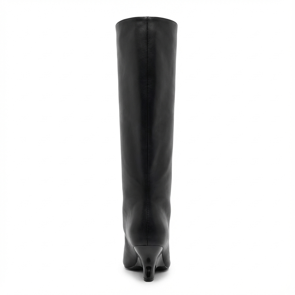 Botte haute noir Synthétique Femme - Bout ouvert, finition mate