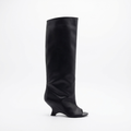Botte haute noir Synthétique Femme - Bout ouvert, talon sablier