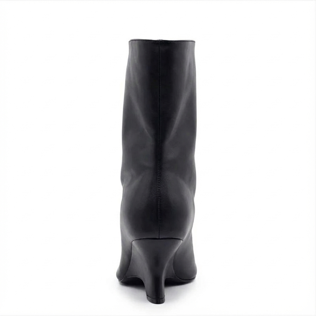 Botte haute noir Synthétique Femme - Bout ouvert, tige mi-mollet