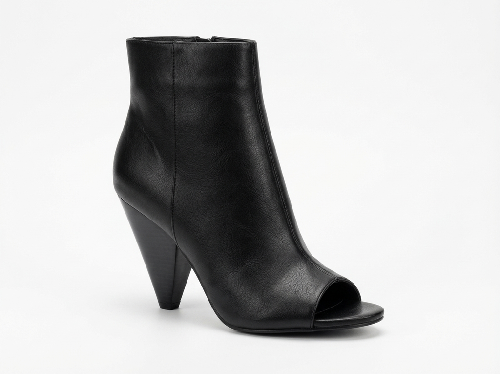 Botte haute noir Synthétique Femme - Bout ouvert, tige mi-mollet