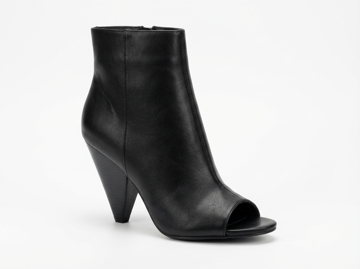 Botte haute noir Synthétique Femme - Bout ouvert, tige mi-mollet