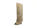Botte haute beige Daim Femme - Bout ouvert, talon incurvé
