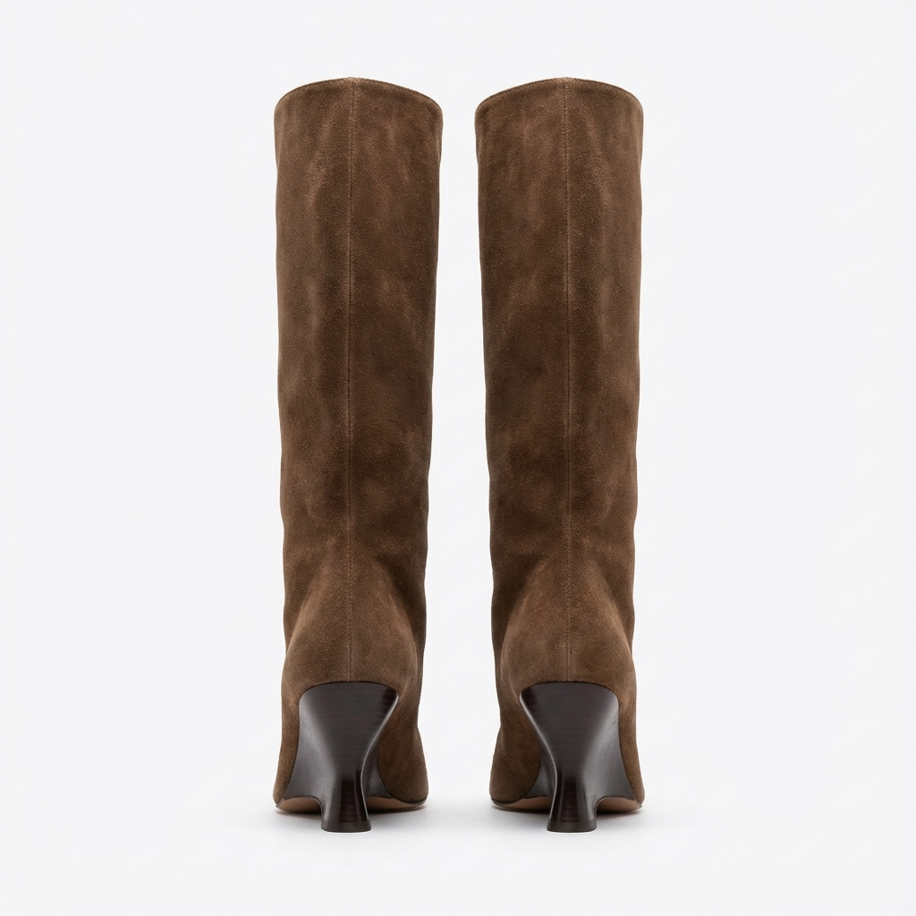 Botte haute marron Daim Femme - Bout ouvert