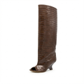Botte haute marron Synthétique Femme - Style western, crocodile