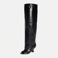 Botte haute noir Synthétique Femme - Style western, crocodile