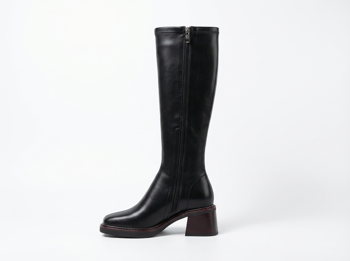 Botte haute noir Synthétique Femme - Talon carré