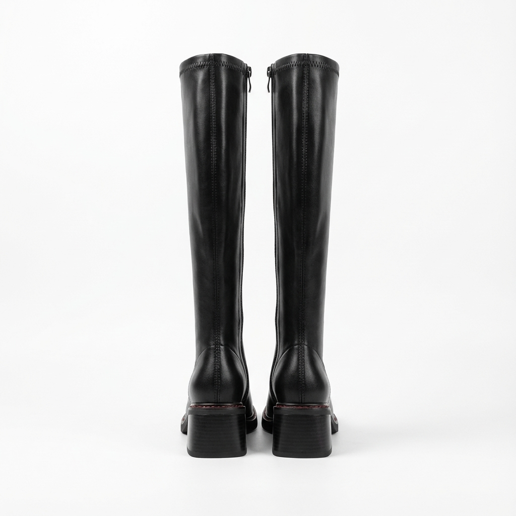 Botte haute noir Synthétique Femme - Talon carré