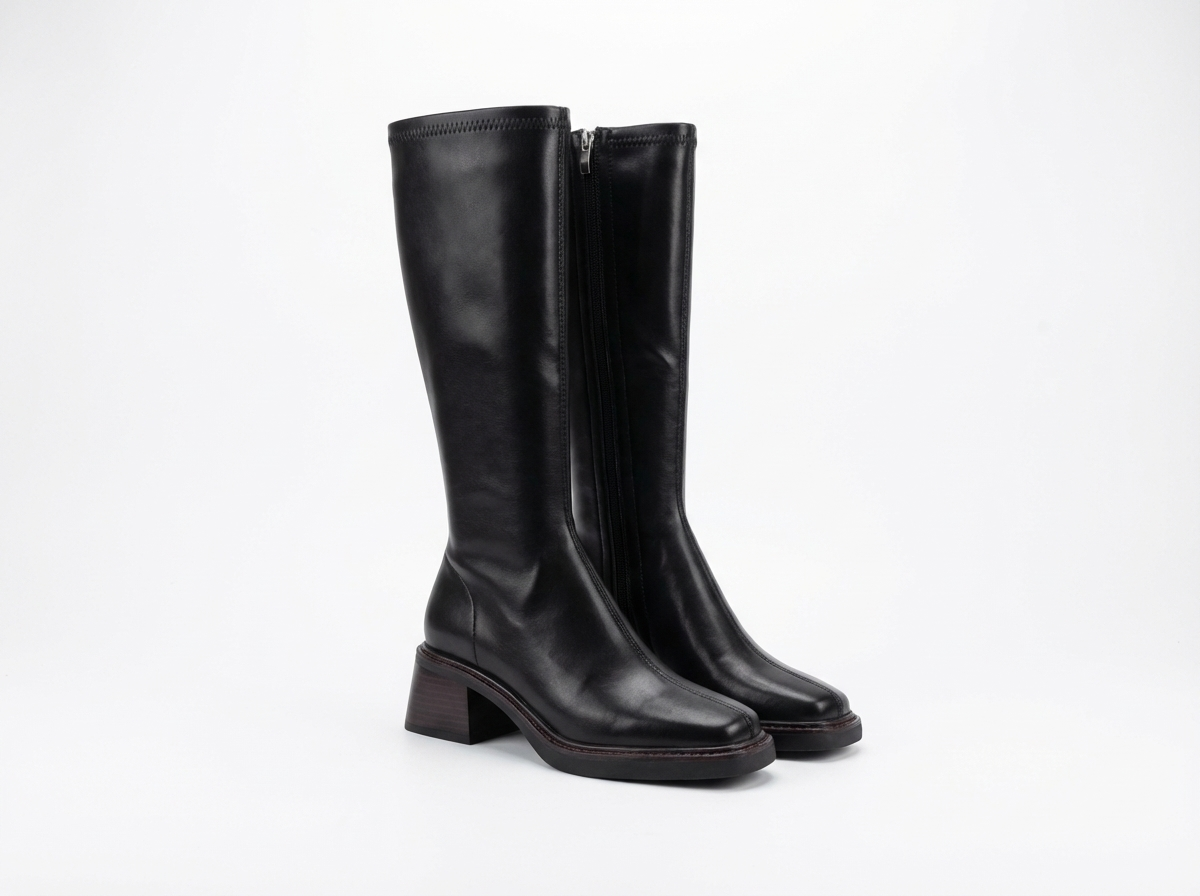 Botte haute noir Synthétique Femme - Talon carré
