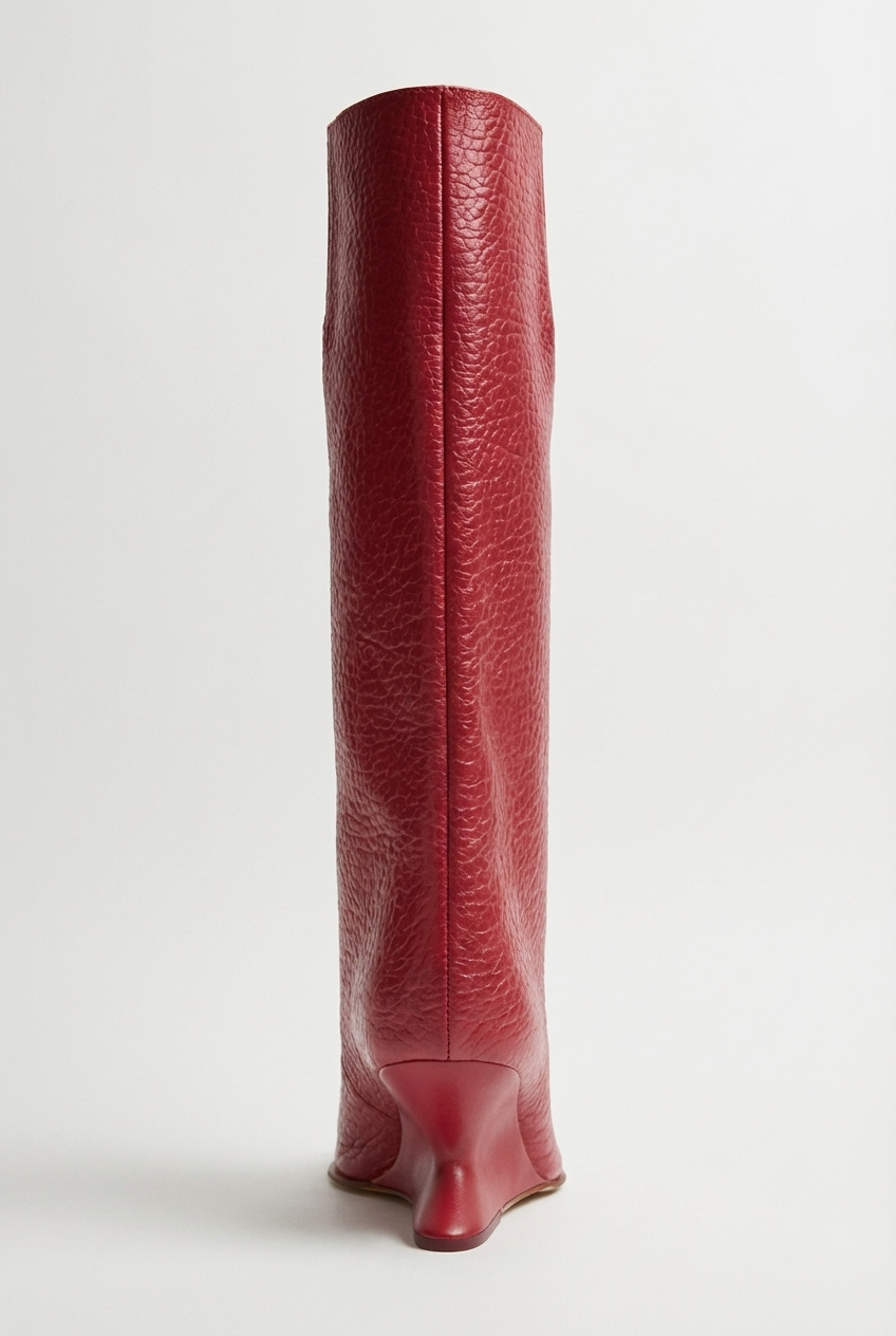 Botte haute rouge Synthétique Femme - Talon sculpté virgule