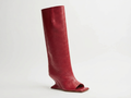 Botte haute rouge Synthétique Femme - Talon sculpté virgule