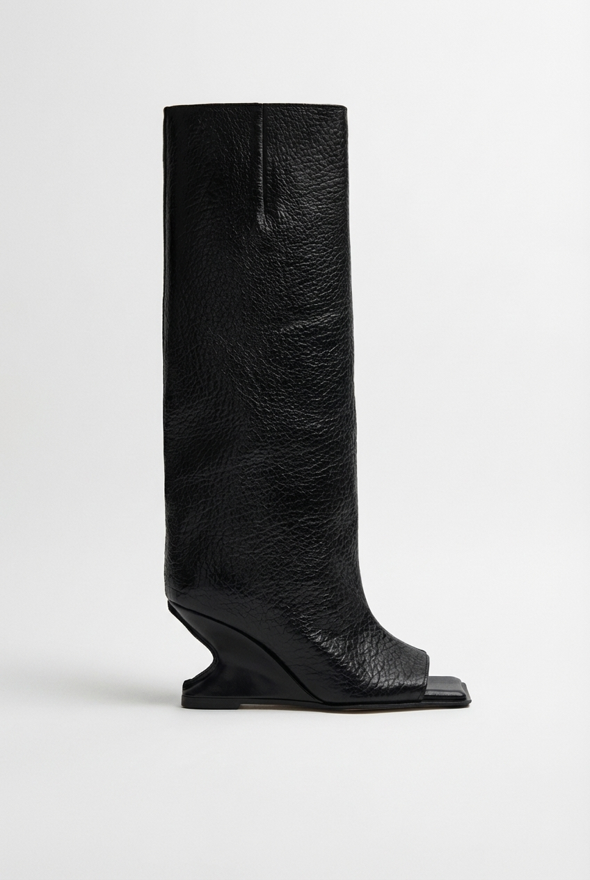 Botte haute noir Synthétique Femme - Bout ouvert