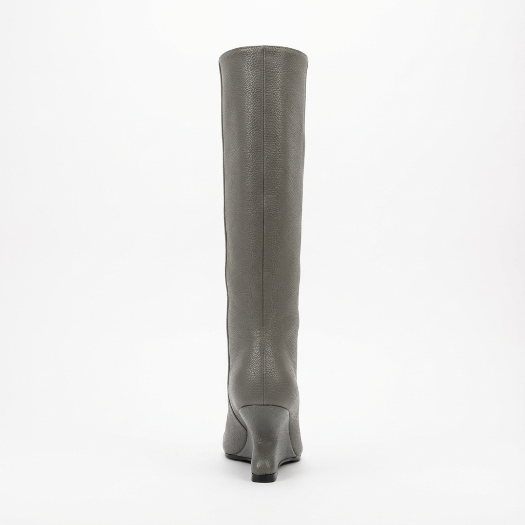 Botte haute gris Synthétique Femme - Talon vague, bout ouvert