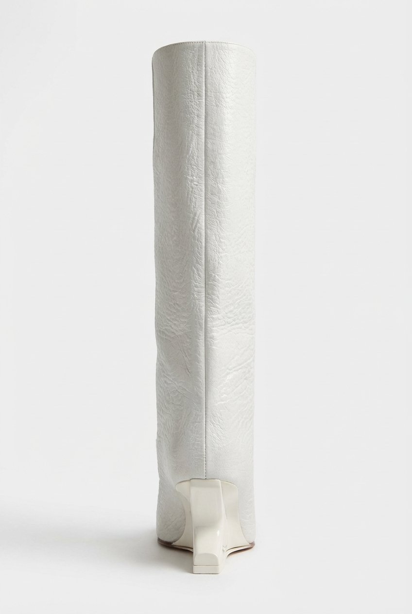 Botte haute blanc Synthétique Femme - Talon sculptural, bout ouvert