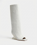Botte haute blanc Synthétique Femme - Talon sculptural, bout ouvert