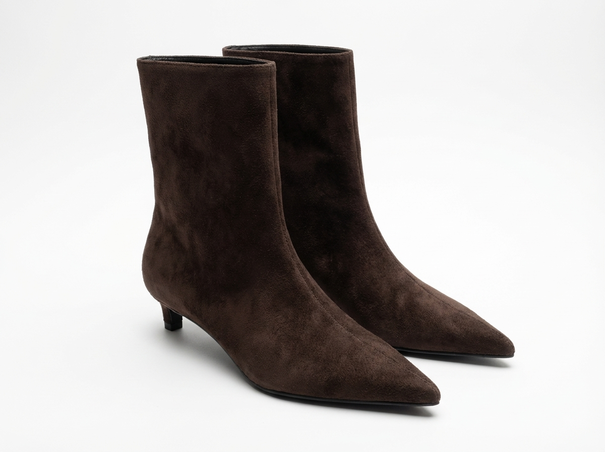 Bottine chelsea marron foncé Daim Femme - Bout pointu