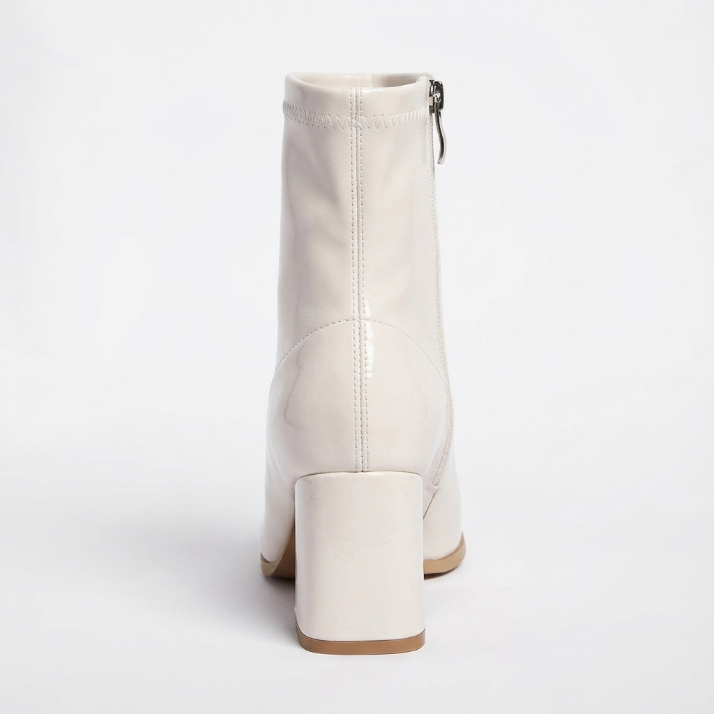 Bottine à talon blanc Synthétique Femme - Verni