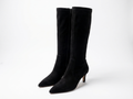 Botte haute noir Daim Synthétique Femme - Tige ajustée, zip