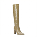 Botte haute beige Daim Synthétique Femme - Motif python