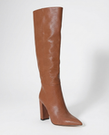 Botte haute marron Daim Synthétique Femme - Effet lézard, talon bloc