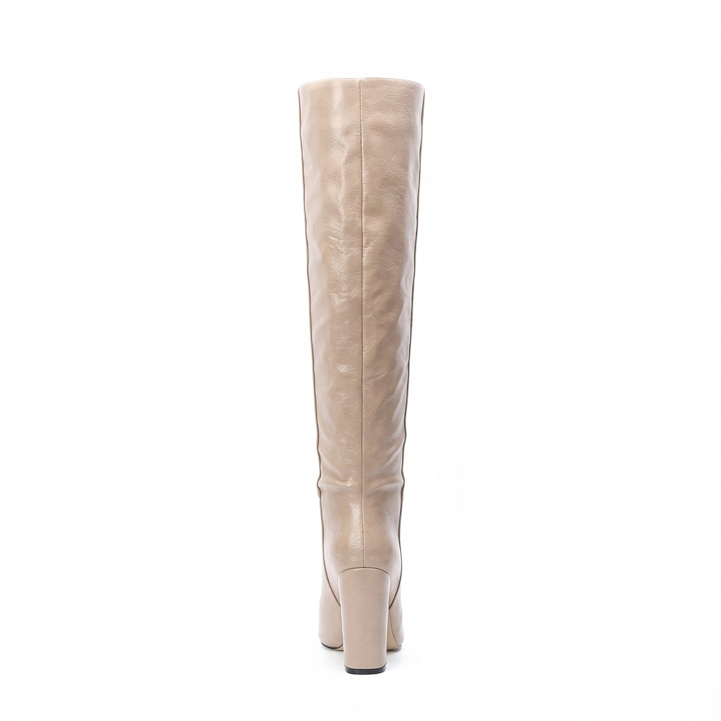 Botte haute beige Daim Synthétique Femme - Bout pointu