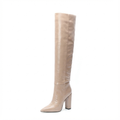 Botte haute beige Daim Synthétique Femme - Bout pointu