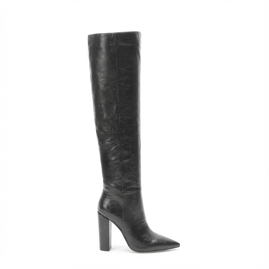 Botte haute noir Daim Synthétique Femme - Style western