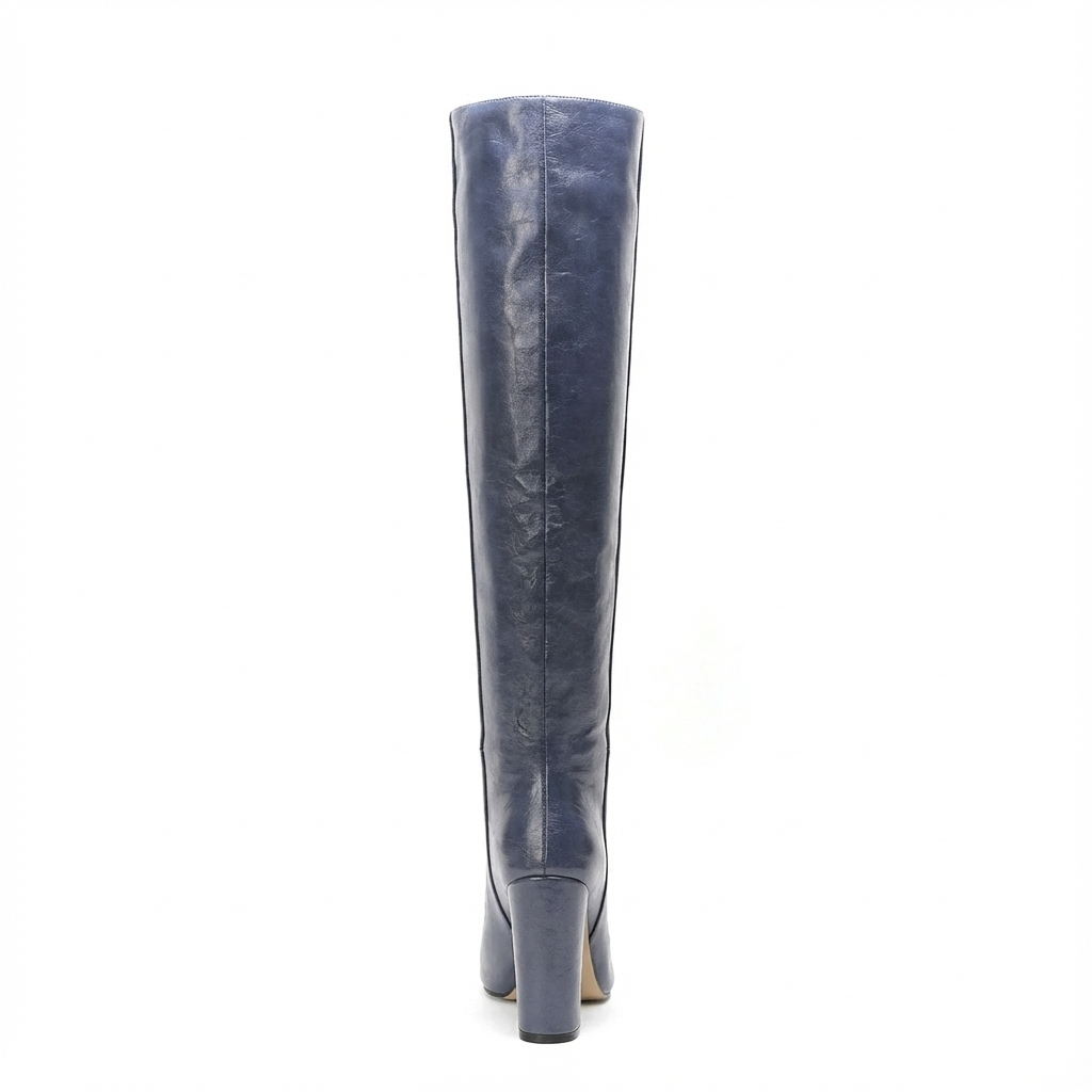 Botte haute bleu Daim Synthétique Femme - Bout pointu