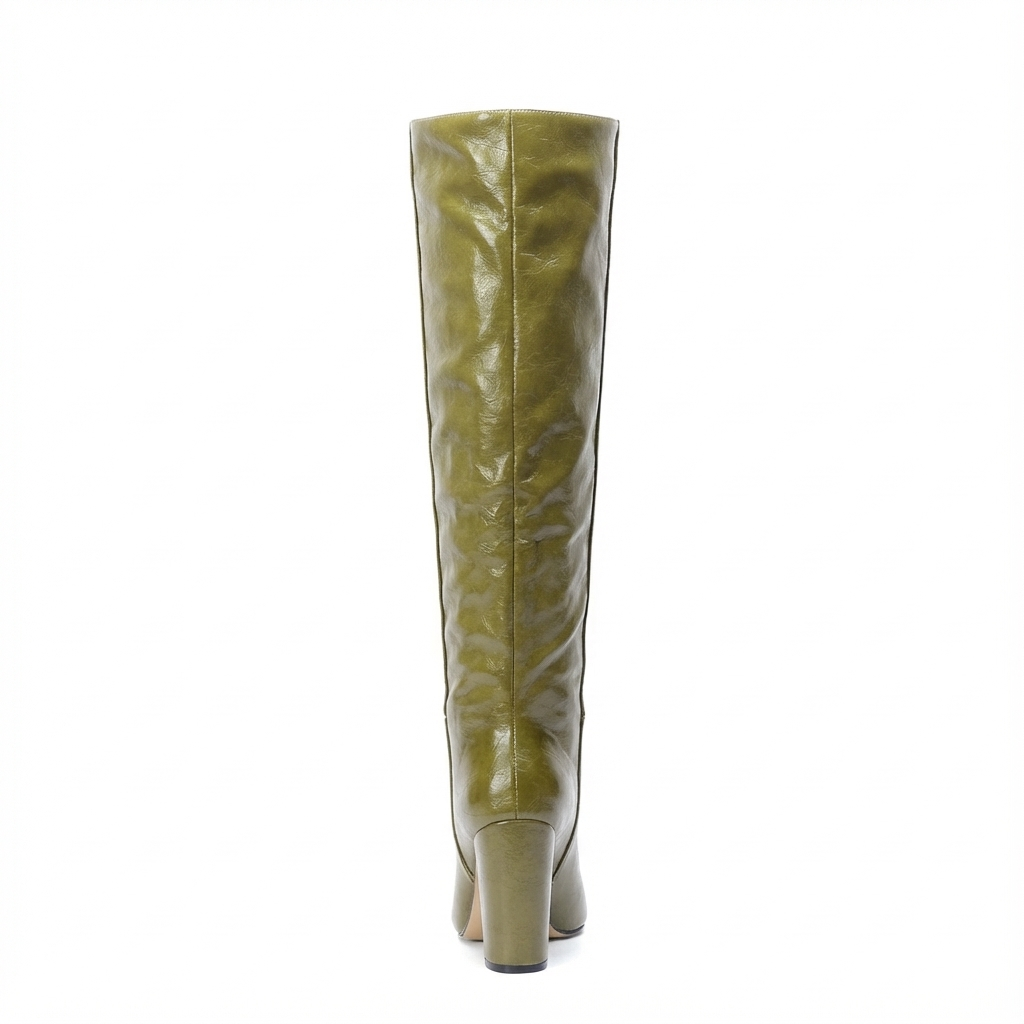 Botte haute vert Daim Synthétique Femme - Bout pointu