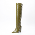 Botte haute vert Daim Synthétique Femme - Bout pointu