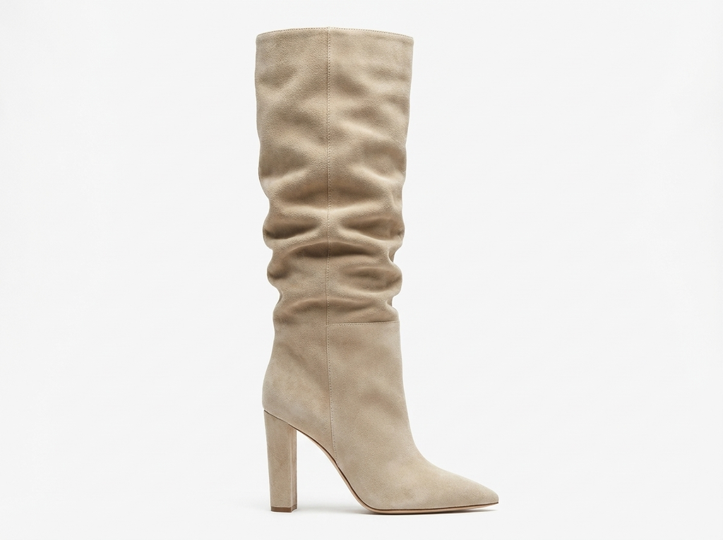 Botte haute beige Daim Synthétique Femme - Sans ornement