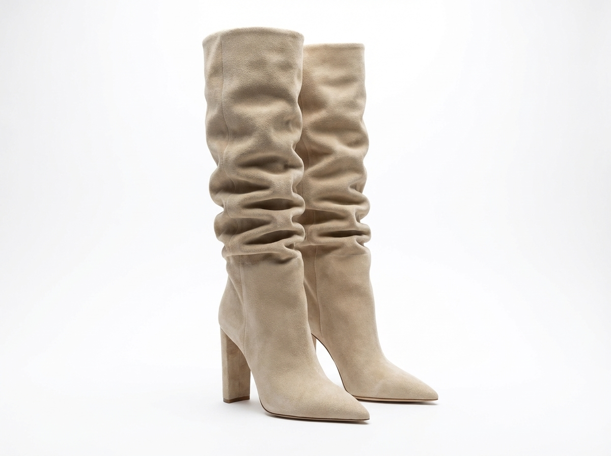 Botte haute beige Daim Synthétique Femme - Sans ornement