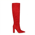 Botte haute rouge Daim Synthétique Femme - Style cowboy