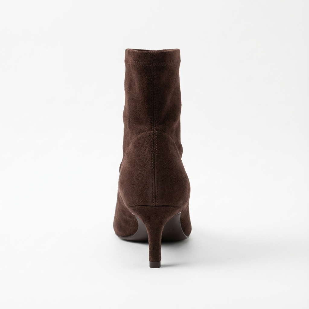 Bottine à talon marron foncé Daim Femme - Bout pointu