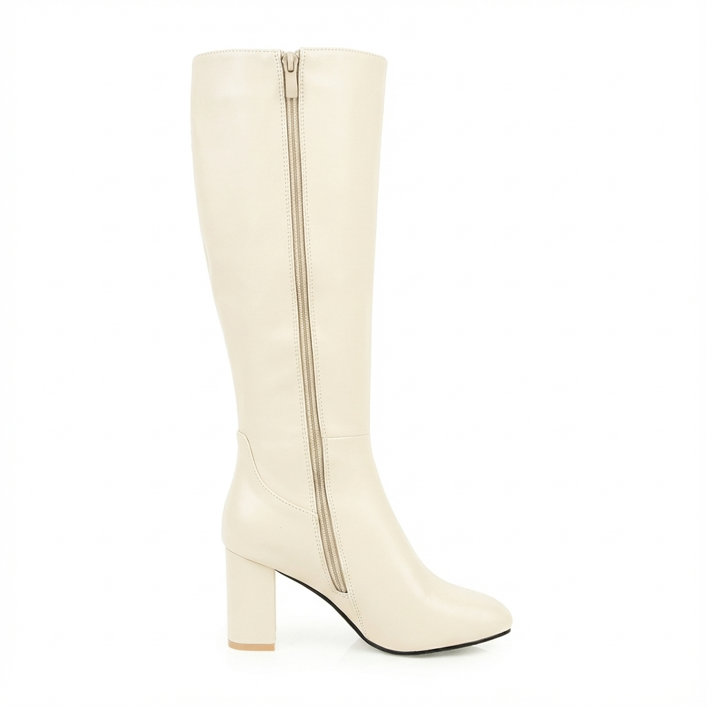 Botte haute beige Synthétique Femme - Style cowboy