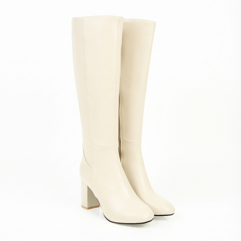 Botte haute beige Synthétique Femme - Style cowboy