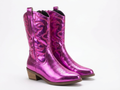 Santiag mi-haute violet Synthétique Femme - Effet métallisé, broderies western