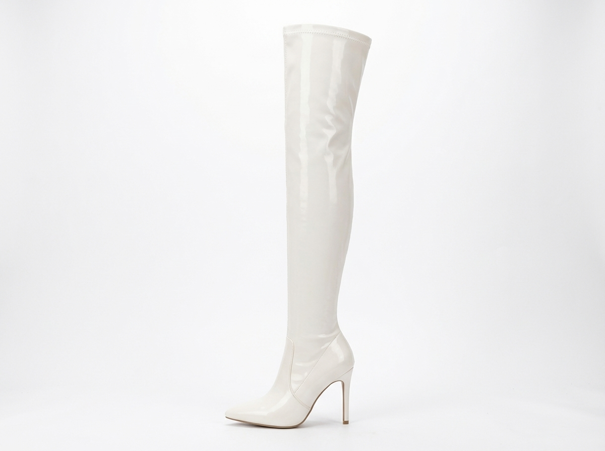 Botte haute blanc Synthétique Femme - Cuissarde, talon aiguille