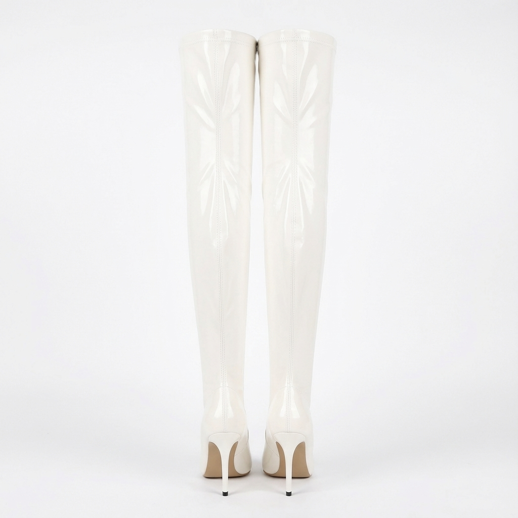 Botte haute blanc Synthétique Femme - Cuissarde, talon aiguille