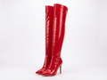 Botte haute rouge Synthétique Femme - Verni, talon aiguille