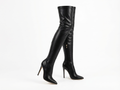Botte haute noir Synthétique Femme - Cuissarde vernie, talon aiguille