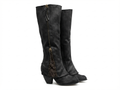 Santiag haute noir Daim Synthétique Femme - Talon carré, zip