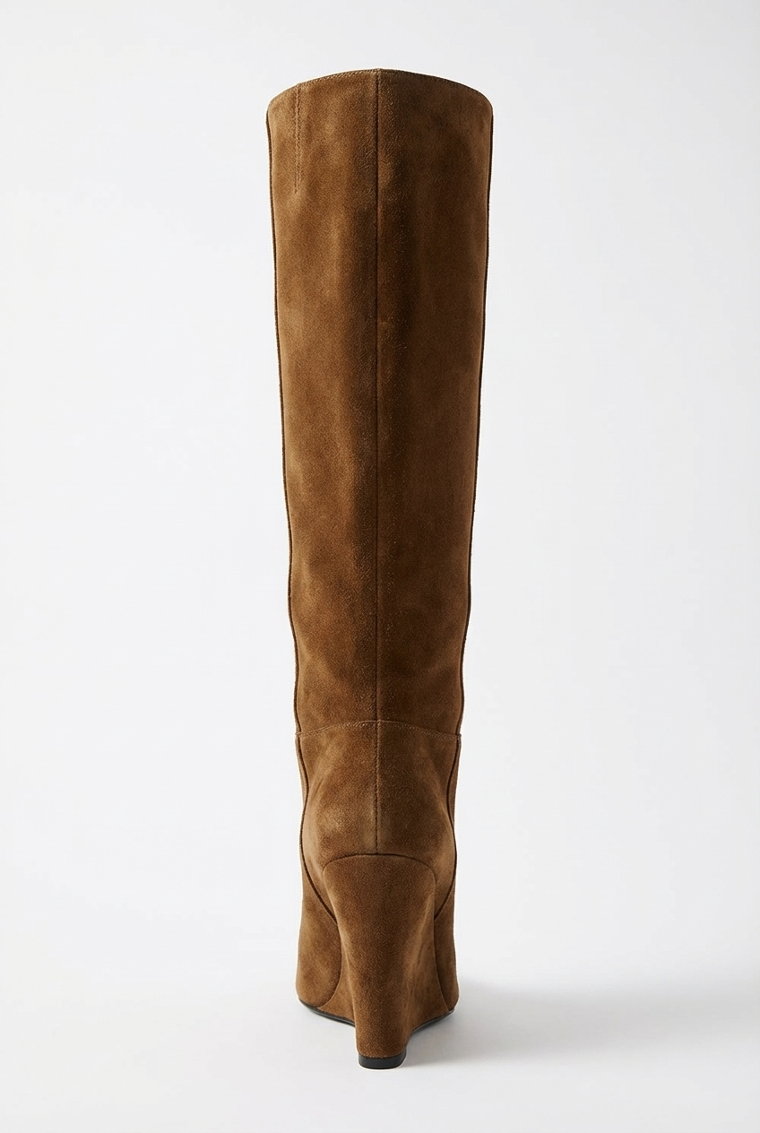 Botte haute marron Daim Synthétique Femme - Style cowboy