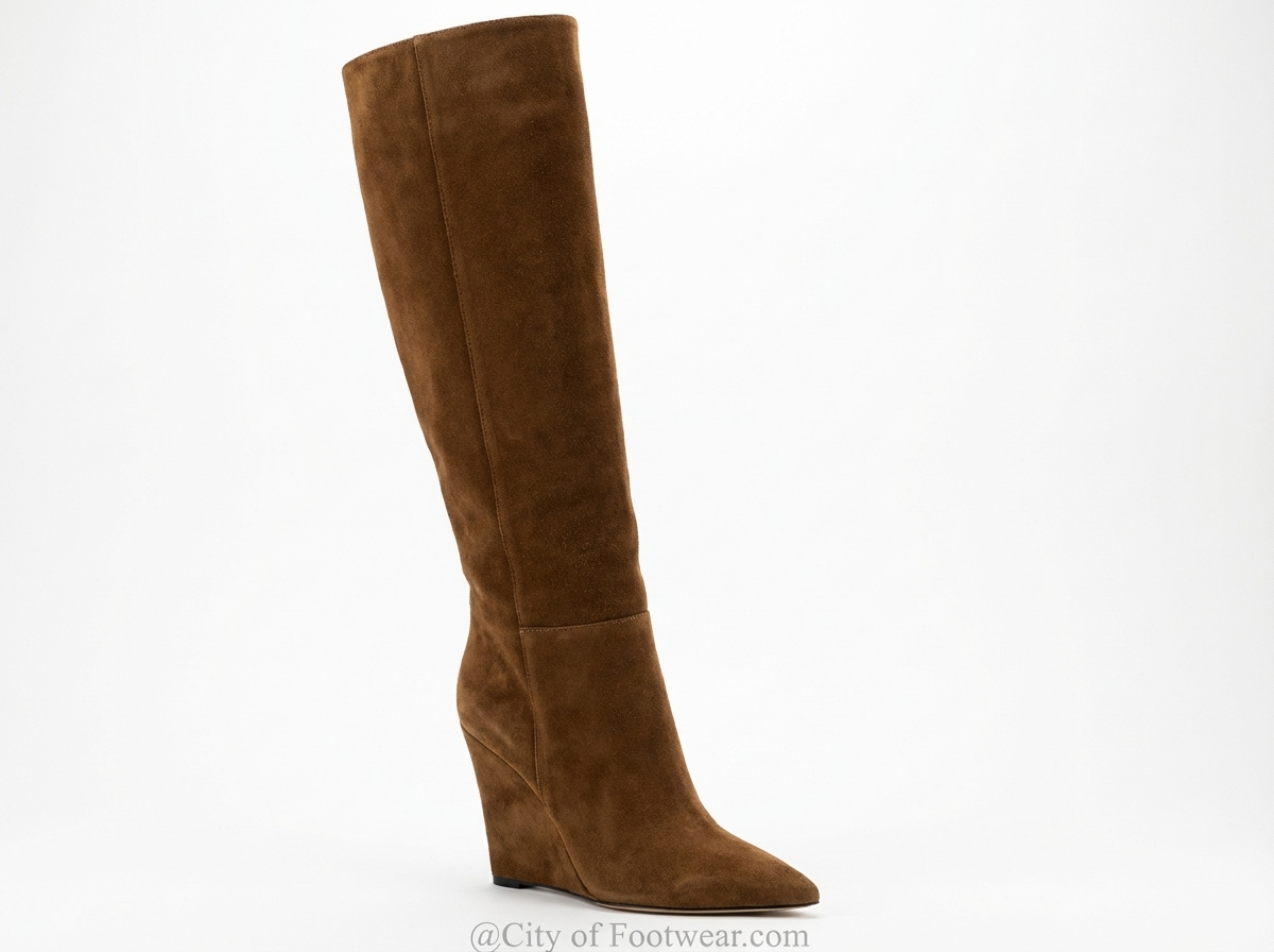 Botte haute marron Daim Synthétique Femme - Style cowboy