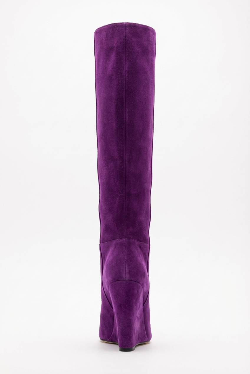 Botte haute violet Daim Synthétique Femme - Talon compensé