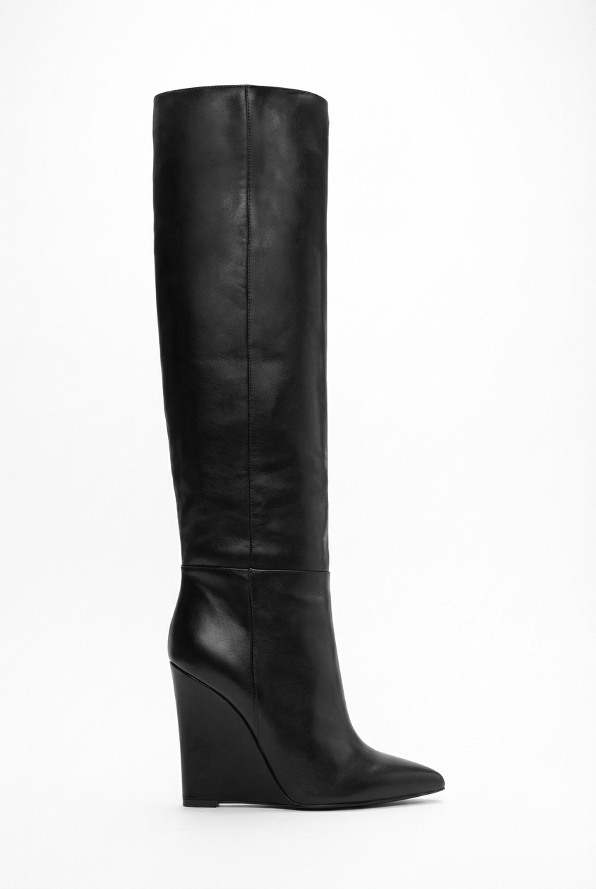 Botte haute noir Simili Cuir Femme - Tige haute