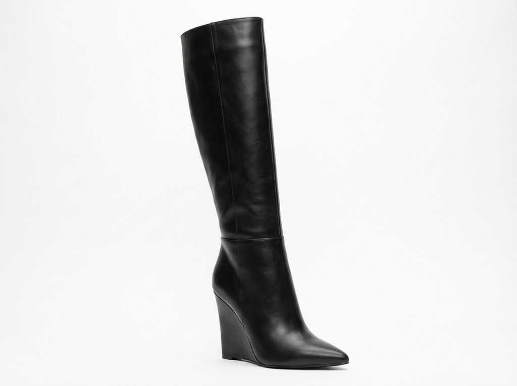 Botte haute noir Simili Cuir Femme - Tige haute
