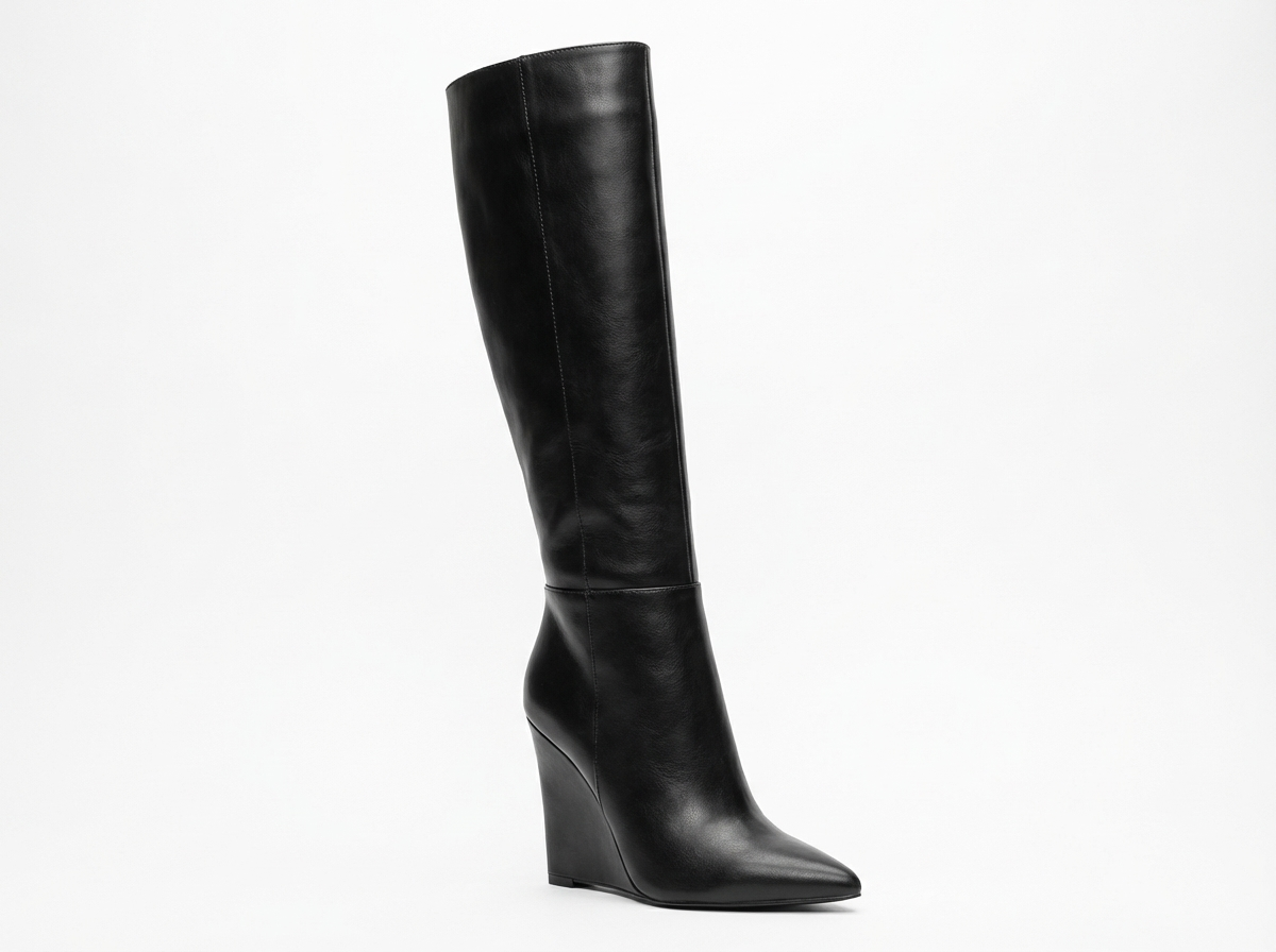 Botte haute noir Simili Cuir Femme - Tige haute