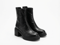 Bottine haute noir Simili Cuir Femme - Talon carré